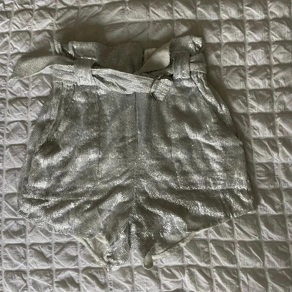 IRO Inaro silver sequin high waisted shorts - Picture 5 of 14